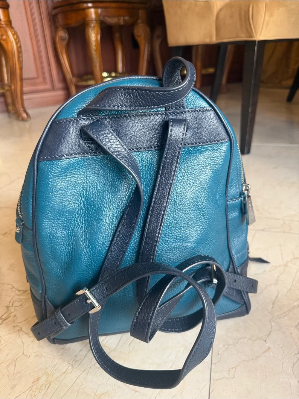 Michael Kors Teal and Navy Pebbled Leather Backpack NEVER WORN BRAND NEW